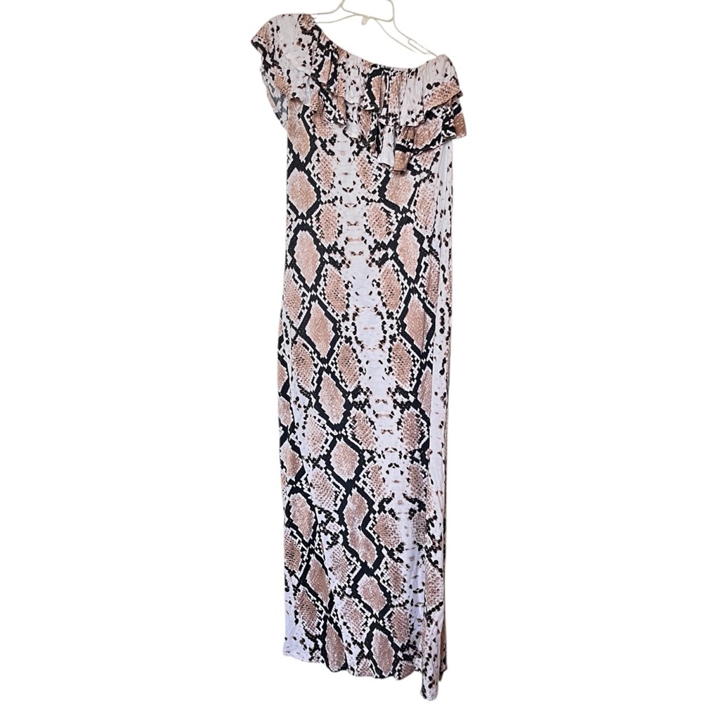 Seven7 Snake Print One-Shoulder Maxi Dress